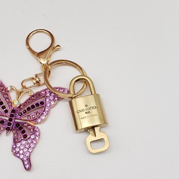 Authentic Louis Vuitton Lock & Key with Unbranded Butterfly Charm, Keychain - Picture 7 of 9